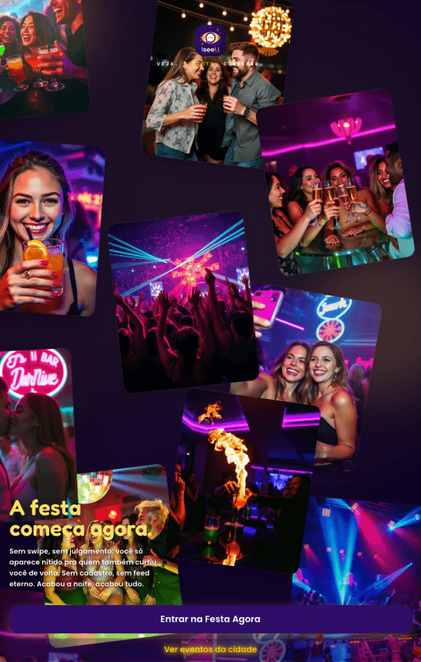 Tela inicial do IseeU: A festa começa agora